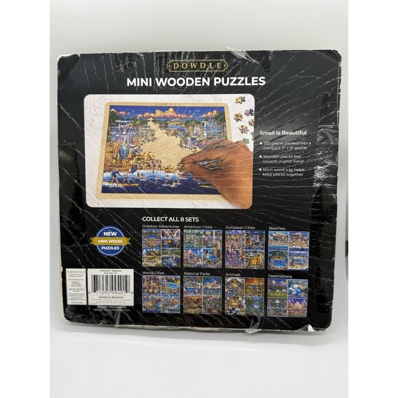 Dowdle Set 4-Pack Beaches of Mini Wooden Puzzles & Tray New And Sealed - Picture 11 of 13